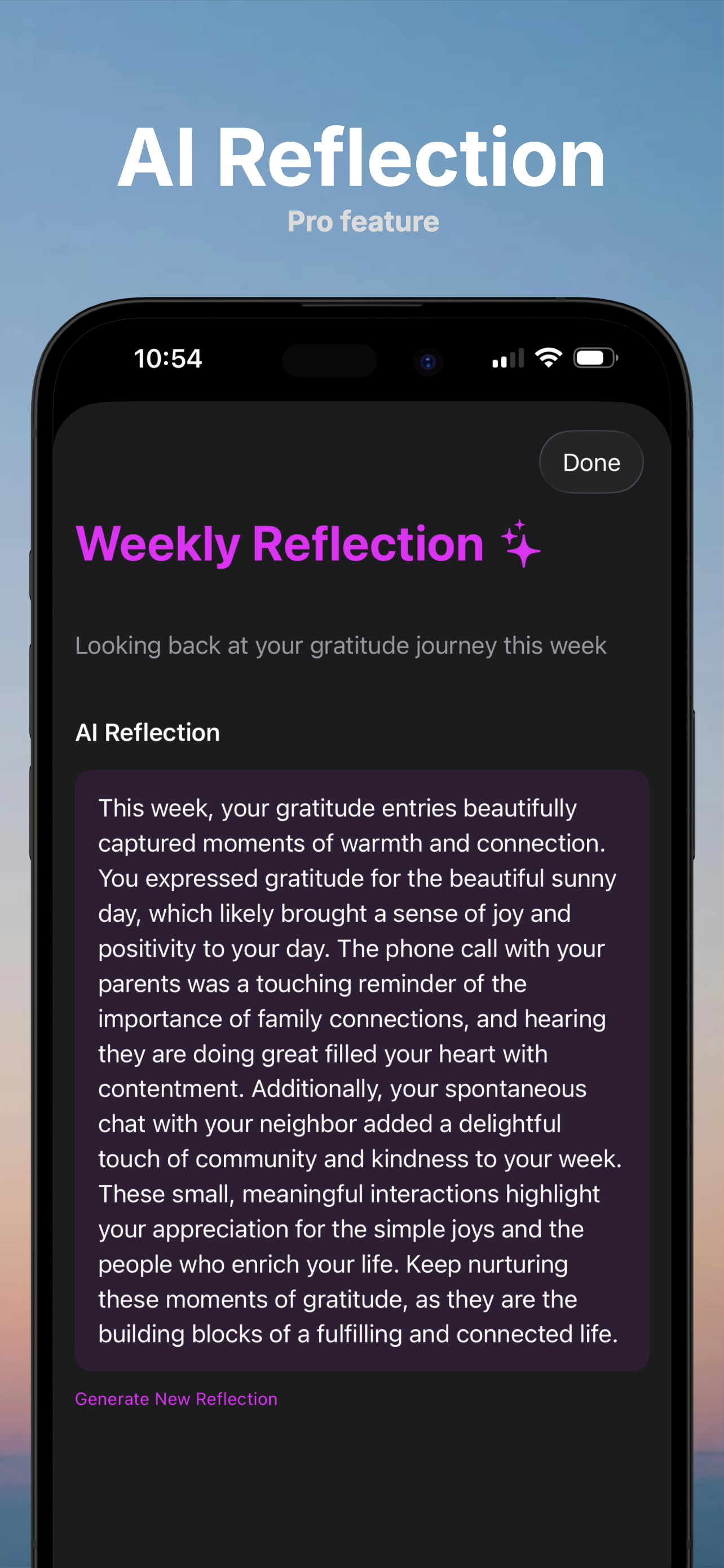 AI-powered weekly reflection and insights